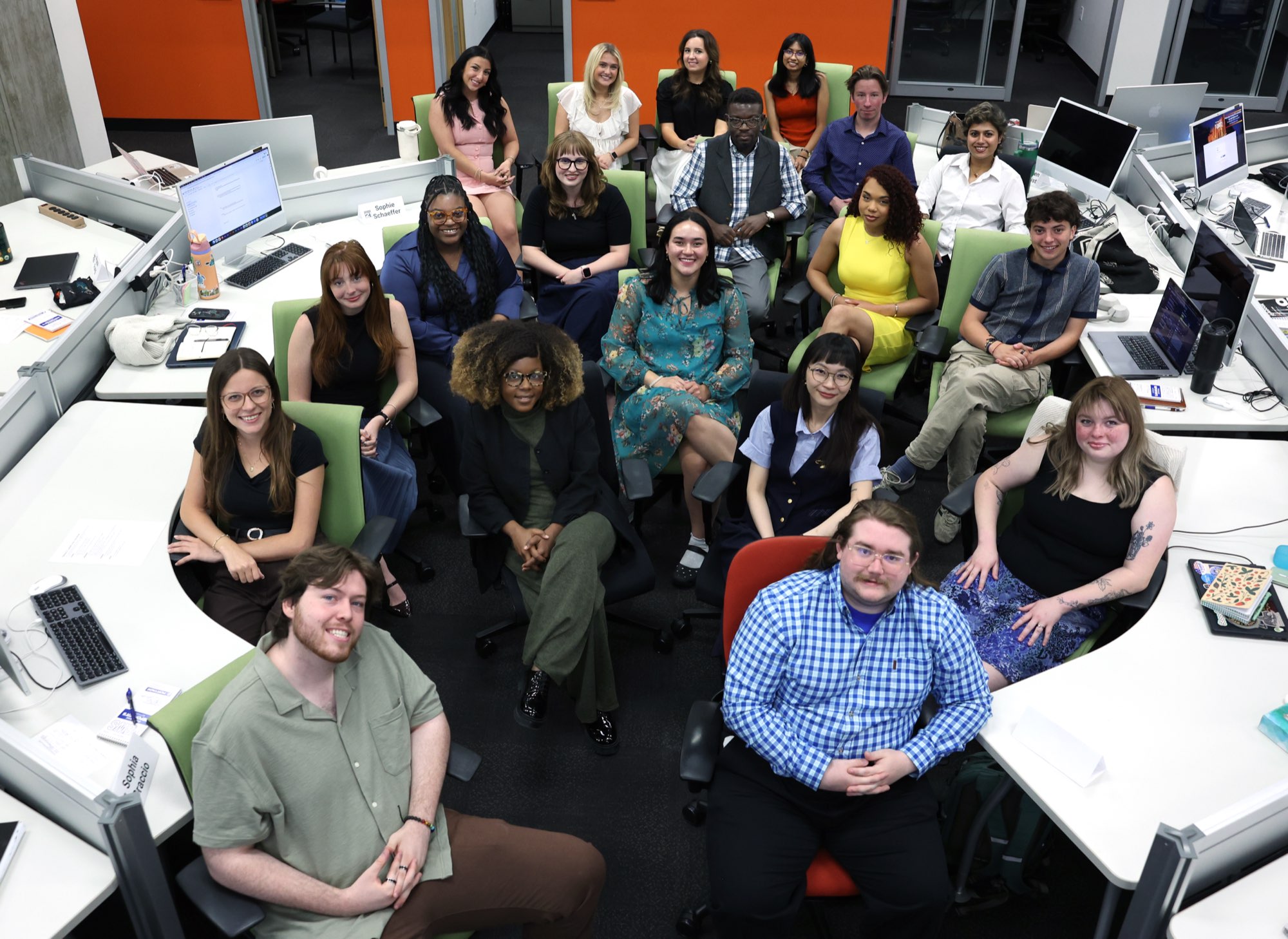 The summer 2026 News21 fellows gathered in the Phoenix newsroom.